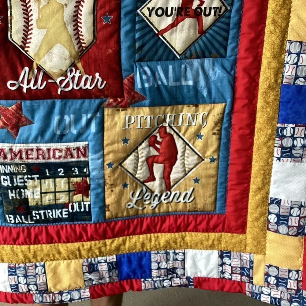 NWT. Hand Crafted Baseball for All Ages Lap Quilt